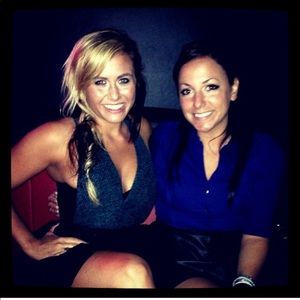 BCBG dark blue/green and black tulle dress